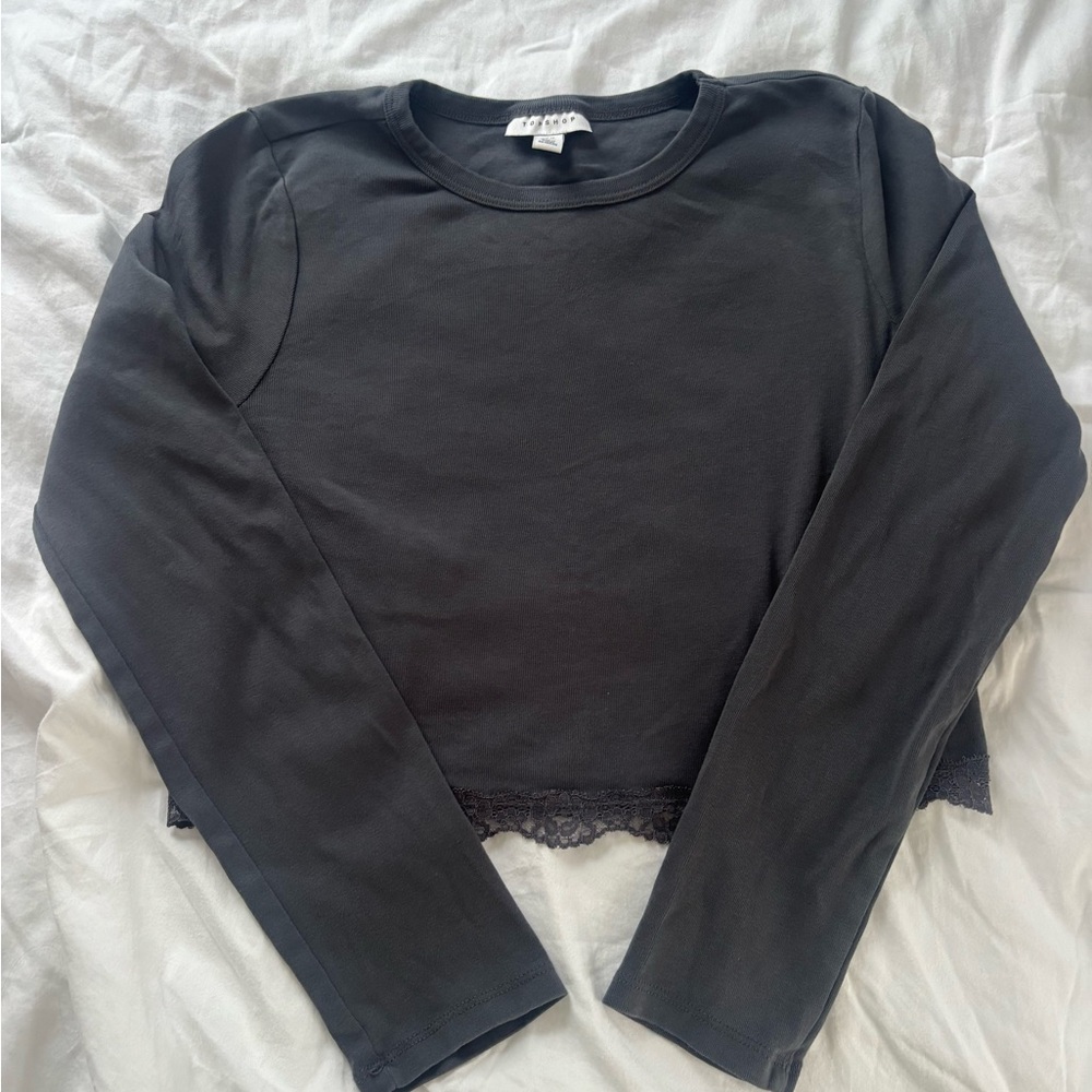 Topshop gray Long-sleeve Cropped